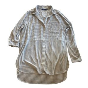 Apt.9 Oversized Button Down. White w/black stripes. Size XL